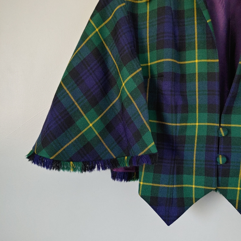 Vintage Aljean Wool Cape Plaid Tartan - Picture 9 of 16